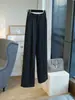 Elegantes pantalones de traje grises para mujer, nuevo estilo primavera/otoño 2026, aptos para petite, de pierna ancha, cintura alta, adelgazantes, pantalones rectos con caída