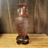 Ornamento de Vaso Estilo Chinês Esculpido em Ébano Decoração para Gabinete de TV de Casa Arranjo de Flores Artesanato Decorativo Madeira Maciça Novos Presentes para Casa Nova