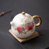 Bule Shoutao de Porcelana de Camurça Jade Chávena de Chá Escritório Kung Fu Conjunto de Chá Bule de Chá Banhado a Ouro Pêssego Fada Ovo de Dragão Bule de Chá Único