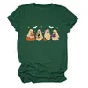 T-shirt feminina europeia fofa e divertida da Amazon, com quatro fantasmas, morcegos, estrelas, livro, gola redonda e manga curta