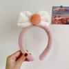 Lindo Aro de Pelo de Felpa con Lazo Rosa Otoño e Invierno Estilo Sweet Mori Diadema Combinable Lavado de Cara Banda de Presión para el Cabello Adorno para la Cabeza Corea del Sur