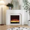 Gabinete Decorativo de Chimenea Negro Vintage Estilo Francés para Sala de Estar, Estante de Entrada Electrónico con Llama Simulada Estilo Europeo y Americano