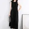 Vestido de tirantes plisado de alta gama con elegancia perezosa estilo francés, vestido sin mangas que ciñe la cintura, drapeado de inspiración vintage, versátil vestido con bolsillo