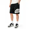 Shorts Masculino de Verão Azul Marinho Patchwork Boca de Tubarão Cleanfit Secagem Rápida para Praia Esportes ao Ar Livre Calça de Cinco Pontos