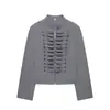 Ropa de Mujer Transfronteriza 2026 Nueva Moda Europea y Americana Versátil Blazer Chaqueta Decorativa Nudosa de Retazos para Mujer A67062