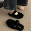 En stock~Pantuflas peludas populares para mujer adecuadas para usar en exteriores, nuevos zapatos peludos para mujer para otoño e invierno 2026, pantuflas de algodón