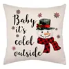 Funda de Almohada Navideña Vintage Lino Estampado de Papá Noel Renos Funda de Almohada Decorativa Festiva Funda para Cojín de Sofá