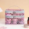 Bolsa de Maquillaje Transparente de PVC con Patrón de Puntos, Doble Capa, Estuche de Maquillaje Impermeable Multifuncional, Bolsa de Almacenamiento de Gran Capacidad, Portátil