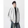 Sudadera con capucha de cremallera estilo americano de tres rayas para hombre 2026, talla grande, extragrande, chaqueta con cremallera para hombres altos