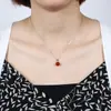 Pingente de Calcedônia em Prata S925 Qiai Moda Vintage Pingente de Pedra Ágata Redonda Corrente para Clavícula Colar Esmeralda Estilo Palácio