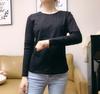 Camiseta de Manga Larga de Algodón Peinado de 220g para Mujer, Camiseta Base Blanca Holgada, Top Blanco Puro para Capas, Adecuado para Estilo Urbano