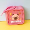 Porta-moedas de Silicone Labubu para Crianças Capivara Bolsa Pequena Fofa Criativa Colorida Bolsa Quadrada Pequena Pingente de Bolsa