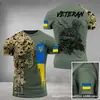Padrão de Soldado Camuflado Ucraniano Impressão Digital 3D Transfronteiriça Nova Camiseta Casual Masculina Gola Redonda Manga Curta