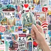 Conjunto de 52 adesivos retro americano de Nova York com padrões de marcos da cidade para planners de estudantes, material de papelaria, decoração cultural e criativa DIY atacado