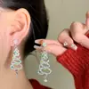 Brincos de Árvore de Natal para Mulheres, Brincos com Franjas de Zircônia Colorida, Brincos com Design de Nicho, Brincos de Alta Qualidade, Joias