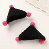 Mini gorro triangular de lana tejido de dibujos animados DIY hecho a mano para muñecas, accesorios de decoración, venta al por mayor