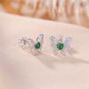 One Deer Silver S925 Sterling Silver Jade Fashion Light Luxury Flash Butterfly Bead Brincos Elegantes Retro All-match Brincos de Prata