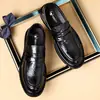 Zapatos Casuales de Cuero Negros para Hombre Nuevos Transpirables Formales de Negocios Mocasines Slip-on Zapatos Lazy Bean