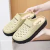 Nuevas Zapatillas de Dedo Antideslizantes de Suela Gruesa para Madres de Mediana Edad, Zapatillas de Dedo del Pie, Zuecos de Imitación de Cuero con Tacón Medio, Zapatillas de Mujer para Usar Afuera