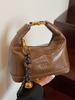 Bolsa Melard Estilo Retro Tendência Bolsa Dumpling Versátil Estilosa para o Dia a Dia Textura de Couro Wax Oil Bolsa Transversal Feminina
