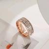 Anel de Aço Titânio com Brilho Luxuoso, Design de Céu Estrelado Prateado, Linha Única de Diamantes, Anel Tendência Personalizado para Casal