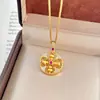 Colgante de Calavera de Calabaza Dorada Giratoria Estilo Antiguo, Nuevo Diseño de Moda Nicho Estilo Chino, Cadena para Clavícula que Cambia la Fortuna