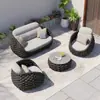 Sofá de Ratán Nórdico para Exteriores Silla Individual de Ratán Muebles Creativos para Exteriores Balcón Hotel Villa Sala de Modelos Patio