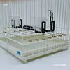 Jaula Redonda de Jaula Cuadrada Bordada con Ojo Base Antideslizante Hebilla de Clip de Plástico Blanco Herramienta de Alambre para Pájaros Accesorios para Jaulas de Pájaros