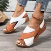 Sapatos de Praia Europeus e Americanos Transfronteiriços Vazados Preto e Branco Marrom Sola Grossa Peep-Toe 2024 Comércio Exterior Verão Velcro Atacado Tamanho Grande