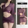 Lingerie Sexy, Saia de Gaze Macia Transparente que Abraça o Quadril, Tentação Sexy Roxo Profundo em V, Desejo Puro, Não Precisa Tirar Uniforme 1517