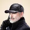 Gorra de béisbol de lana para hombres de mediana edad y ancianos, gorro cálido de otoño e invierno para papá y abuelo, con forro polar, gorra de pico engrosada y protectora para los oídos