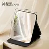 Espejo plegable, espejo de maquillaje, adecuado para colocar sobre un escritorio, ideal para dormitorios de estudiantes, espejo de tocador de mesa, diseño abatible, portátil y fácil de transportar