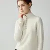 Suéter de mujer de cachemira grueso de siete puntos con cuello alto medio, nuevo jersey ajustado de otoño e invierno con mangas largas para usar en capas