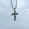 Estilo Coreano Outono e Inverno Novo Corrente de Cruz para Suéter Disco Hip-Hop Corrente Longa Osso de Cobra Pingente de Titânio Colar com Personalidade