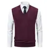 Colete de tricô com ponto trançado, padrão losango, gola V, masculino, para outono e inverno, importado, suéter colete de tricô sem mangas, folgado