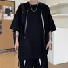 Conjunto de moda de verano nuevo y moderno con diseño de remaches, versátil, holgado, transpirable, conjunto casual de dos piezas de manga corta y shorts