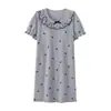 Camisola Curta com Laço Estilo Simples para Meninas, Doce Vestido de Renda Que Pode Ser Usado Fora de Casa, Pijama com Gola Peter Pan para Casa