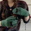 Bowknot luvas de malha de lã para as mulheres outono e inverno versátil simples cor sólida estudante tela sensível ao toque quente cold-proof luvas de dedo
