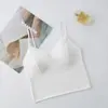 Top corto tipo tubo sin costuras de estilo francés con almohadilla en el pecho sin aro metálico anti-caída para usar debajo del sujetador, recogido para realzar el busto