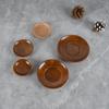Suministro de fábrica vajilla redonda de madera 12 cm plato pequeño plato para vinagre botanas plato de madera ensalada en gran stock