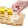 Bandeja de Almacenamiento para Copas de Vino de Fiesta de Madera Transfronteriza con Asa Bandeja de Madera Soporte para Copas de Vino Compartimento para Whisky Bandeja de Sal