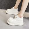 Sapatos Loafer de Solado Grosso para Mulheres 2026 Primavera Novos Versáteis Estilo Britânico Sapatos de Couro Plataforma Salto Anabela Aumentador de Altura Sapatos Femininos