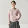 Suéter Assimétrico de Cashmere com Gola Cruzada para Mulheres 25 Outono e Inverno Suéter Macio e Aveludado Amigo da Pele Elegante Francês Aparência Emagrecedora Camiseta de Tricô para Usar por Baixo