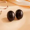 Pendientes de Botón Ovalados de Resina Transfronterizos Europeos y Americanos Pendientes Maillard de Otoño e Invierno Pendientes Simples de Moda Versátiles para Mujer Sensación de Alta Gama