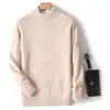 Suéter de Lana para Hombre con Cuello Redondo Semi Alto, Corte Holgado, Suéter de Punto de Lana Casual para Negocios, Dropshipping Disponible