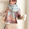 Bufanda de Flor de Ciruelo Estilo Nuevo Vintage para Mujer de Cachemir Engrosada Doble Cara Bufanda de Estudiante Shawl de Moda Abrigo Grueso Cálido