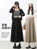Falda de maternidad de longitud media, nuevo estilo otoño 2026, falda larga plisada negra para mujeres petite, ropa de otoño para mujeres embarazadas, falda media Maillard