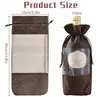 Bolsa de vino de yute transparente con empalmes de estilo europeo y cierre de cordón, bolsa de embalaje de vino para ocasiones festivas y banquetes, bolsa protectora para botella de vino