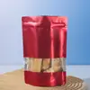 Bolsas Stand-Up Coloridas com Janela para Frutas Secas, Alimentos, Sacos de Embalagem Selados Aluminizados, Petiscos para Animais, Sacos Auto-Selantes com Zíper para Chá