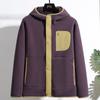 Jaqueta de Lã de Alto Padrão com Cor Contrastante para Homens e Mulheres, Novo Moletom Cardigan com Capuz Espesso e Forrado de Lã para Outono e Inverno, Casal